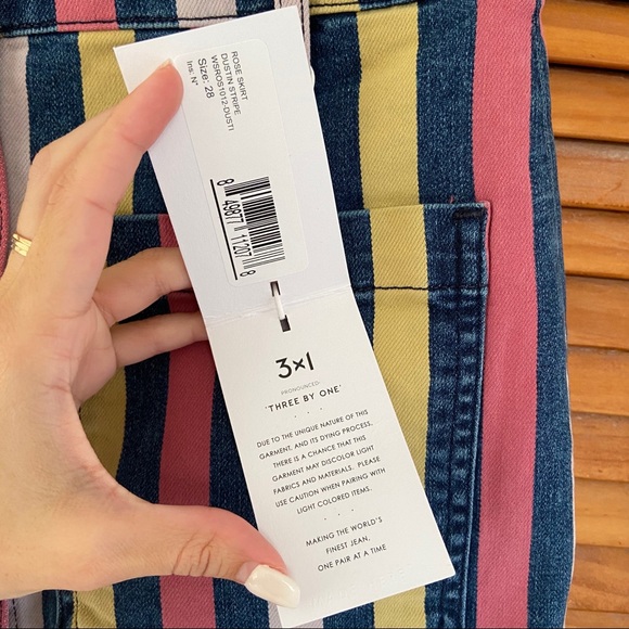 NEW 3x1 Dustin Stripe Denim A-Line Rose Skirt - Picture 4 of 7